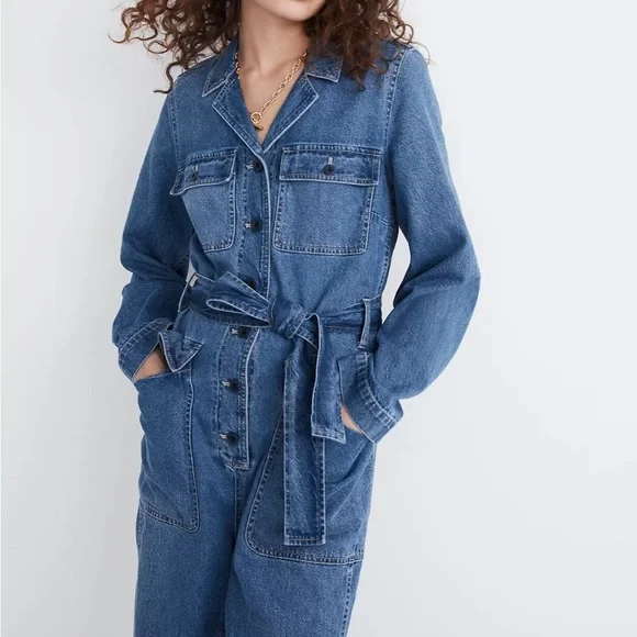 Madewell Denim Tie-Waist Jumpsuit in Claireville Wash - Picture 1 of 5